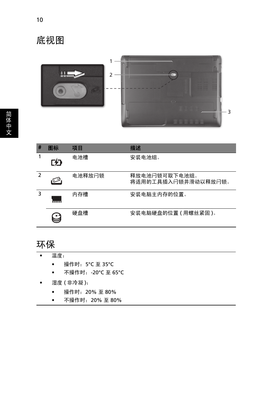 底视图 环保 | Acer Aspire 4743ZG User Manual | Page 300 / 320