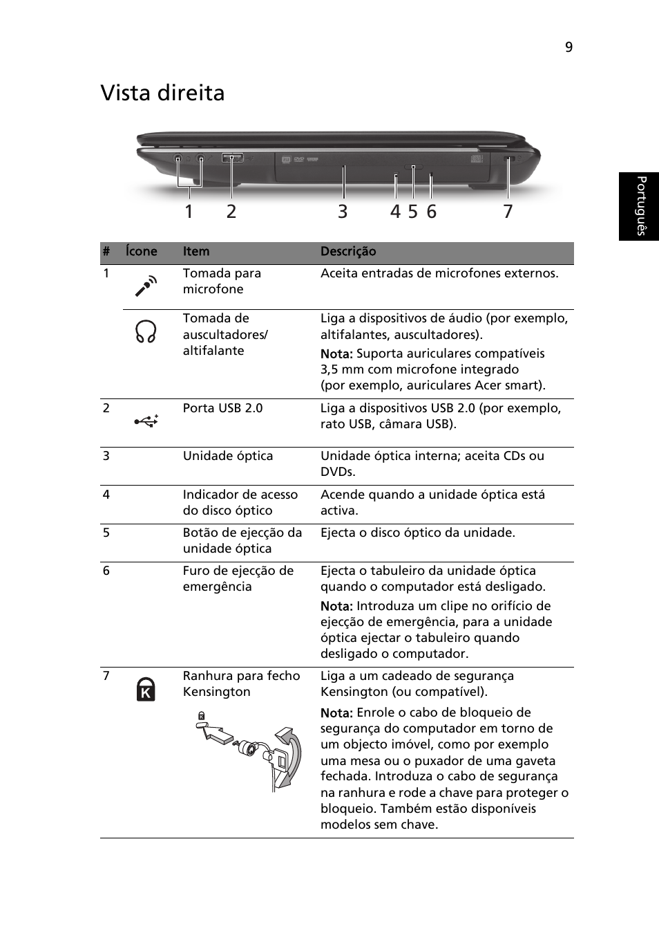 Vista direita | Acer Aspire 4743ZG User Manual | Page 65 / 320