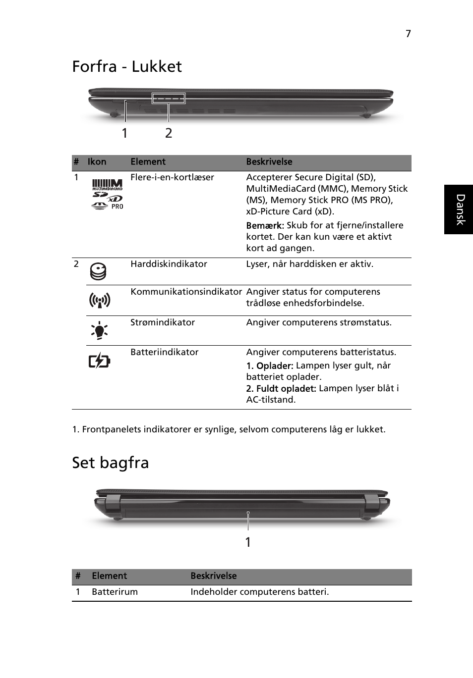 Forfra - lukket, Set bagfra | Acer Aspire 4743ZG User Manual | Page 93 / 320