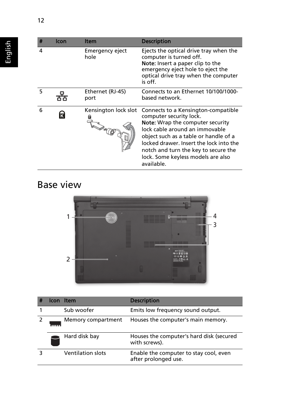 Base view | Acer Aspire 8951G User Manual | Page 14 / 440