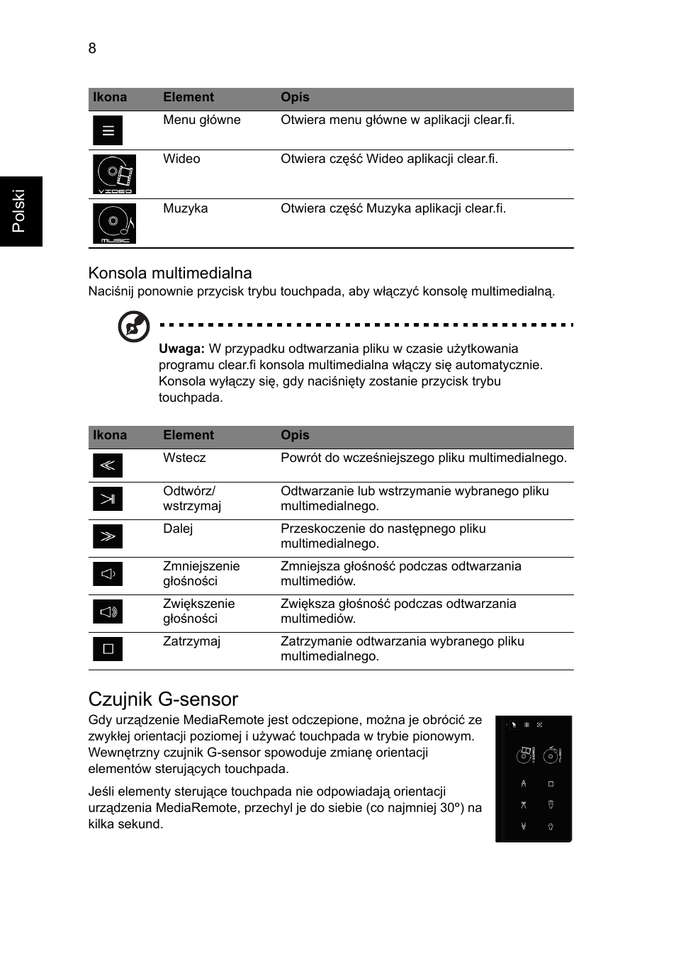 Czujnik g-sensor | Acer Aspire 8951G User Manual | Page 184 / 440