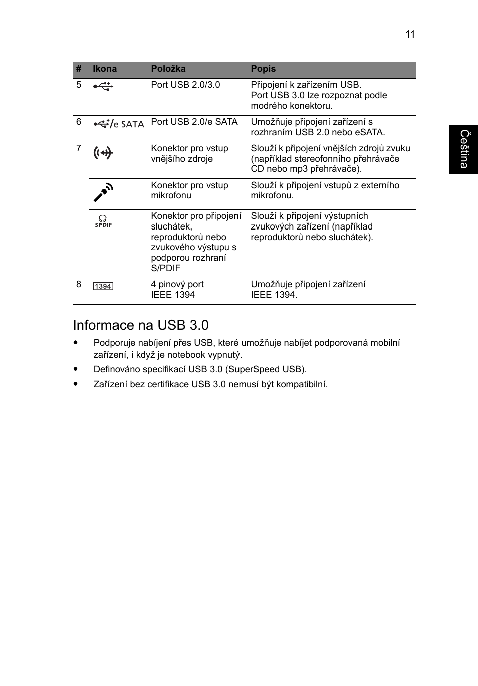 Informace na usb 3.0 | Acer Aspire 8951G User Manual | Page 215 / 440