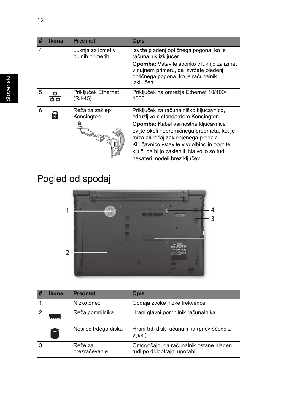 Pogled od spodaj | Acer Aspire 8951G User Manual | Page 244 / 440