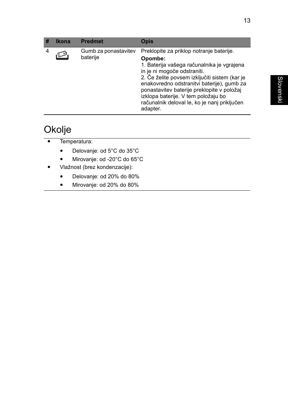 Okolje | Acer Aspire 8951G User Manual | Page 245 / 440