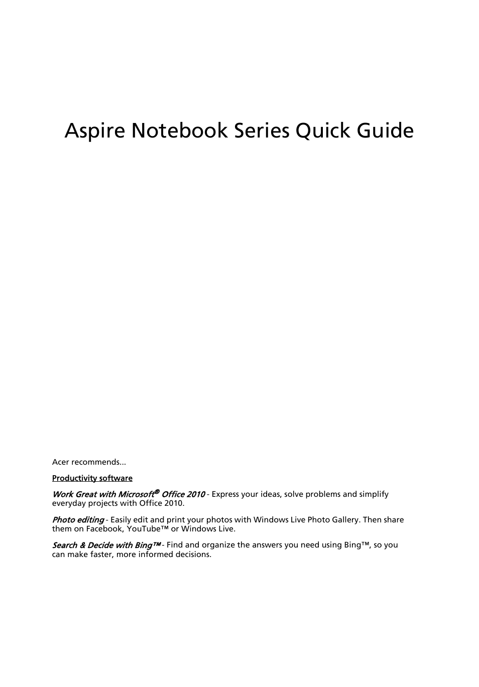 English | Acer Aspire 8951G User Manual | Page 3 / 440