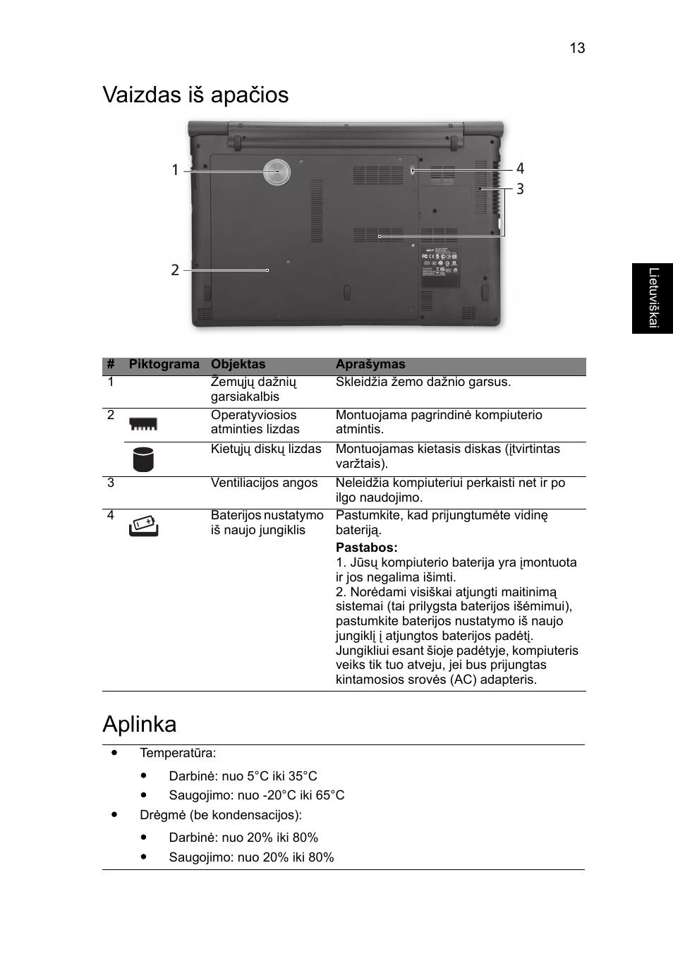 Vaizdas iš apačios, Aplinka, Vaizdas iš apačios aplinka | Acer Aspire 8951G User Manual | Page 329 / 440