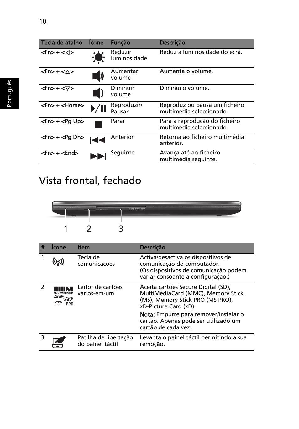 Vista frontal, fechado | Acer Aspire 8951G User Manual | Page 86 / 440