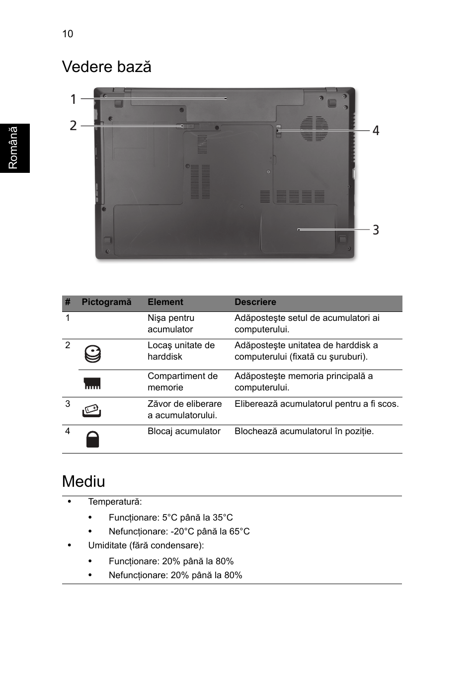 Vedere bază, Mediu, Vedere bază mediu | Acer TravelMate 7750Z User Manual | Page 196 / 316