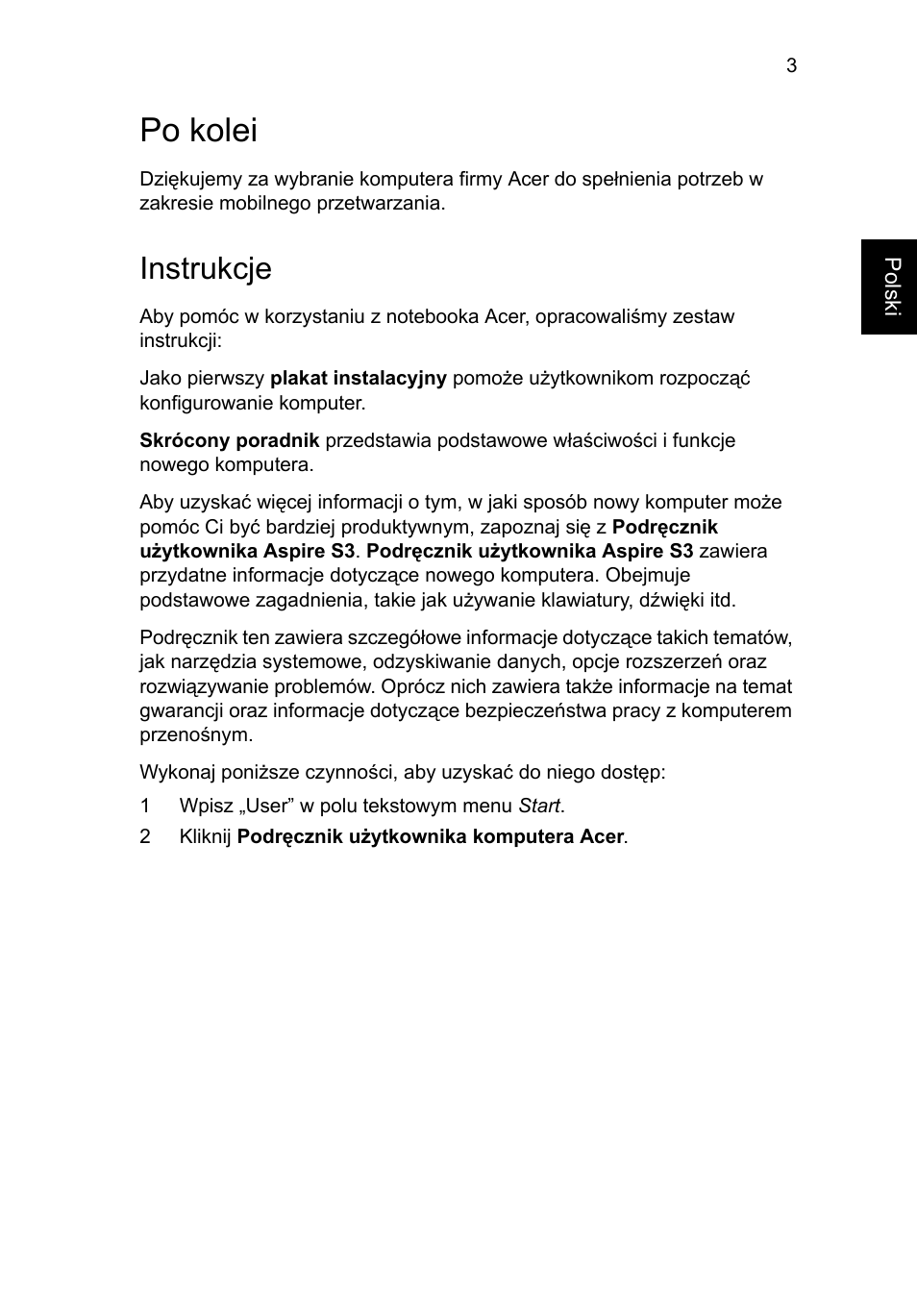 Po kolei, Instrukcje | Acer Aspire S3-391 User Manual | Page 153 / 366
