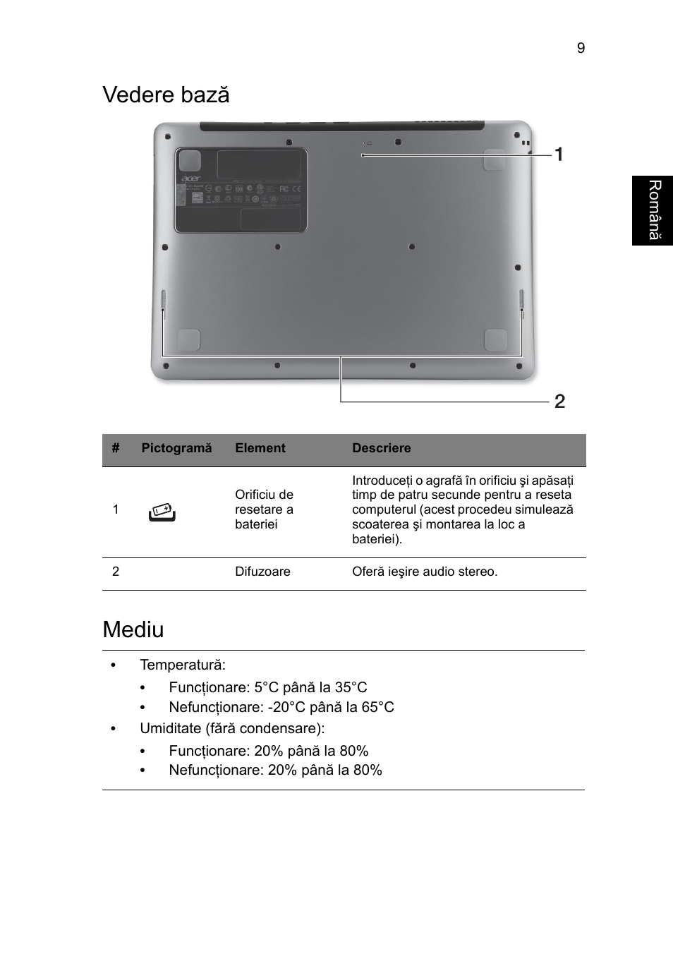 Vedere bază, Mediu, Vedere bază mediu | Acer Aspire S3-391 User Manual | Page 231 / 366