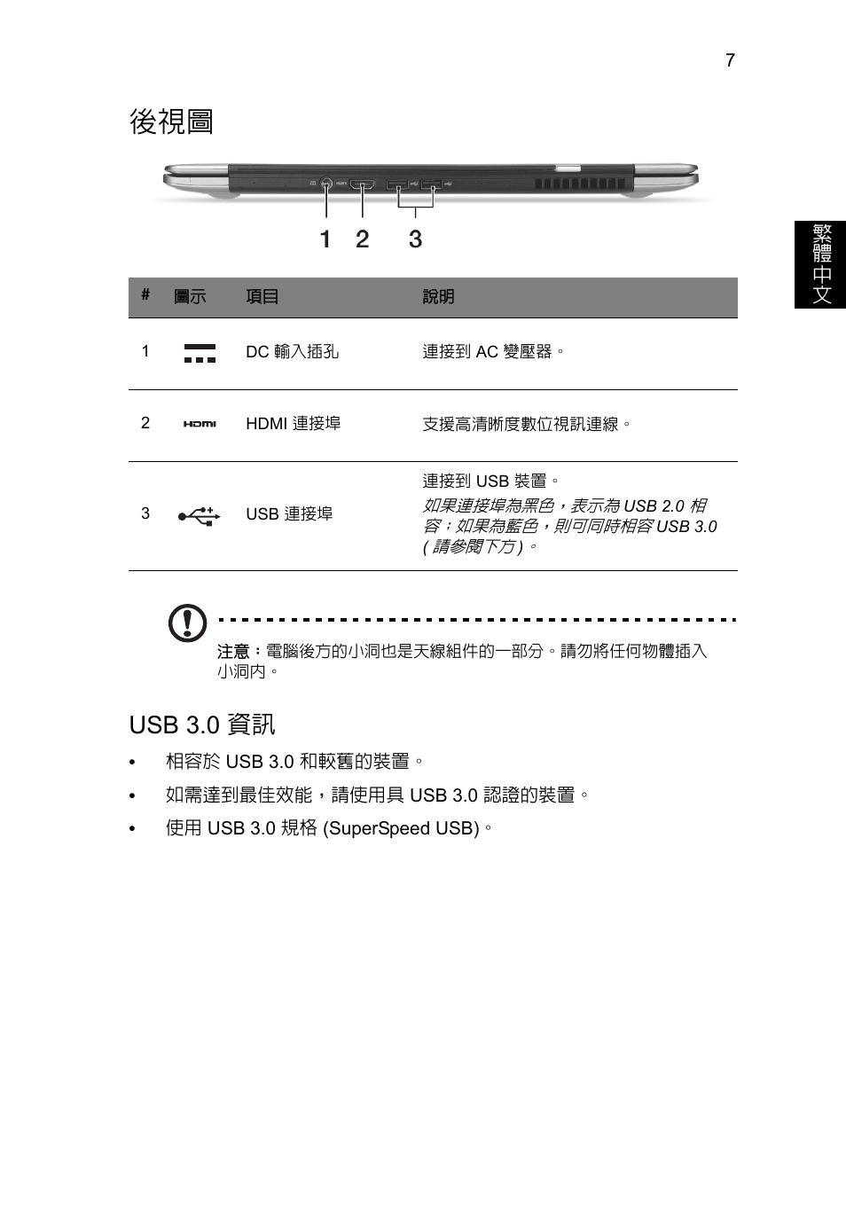 Usb 3.0 資訊 | Acer Aspire S3-391 User Manual | Page 325 / 366