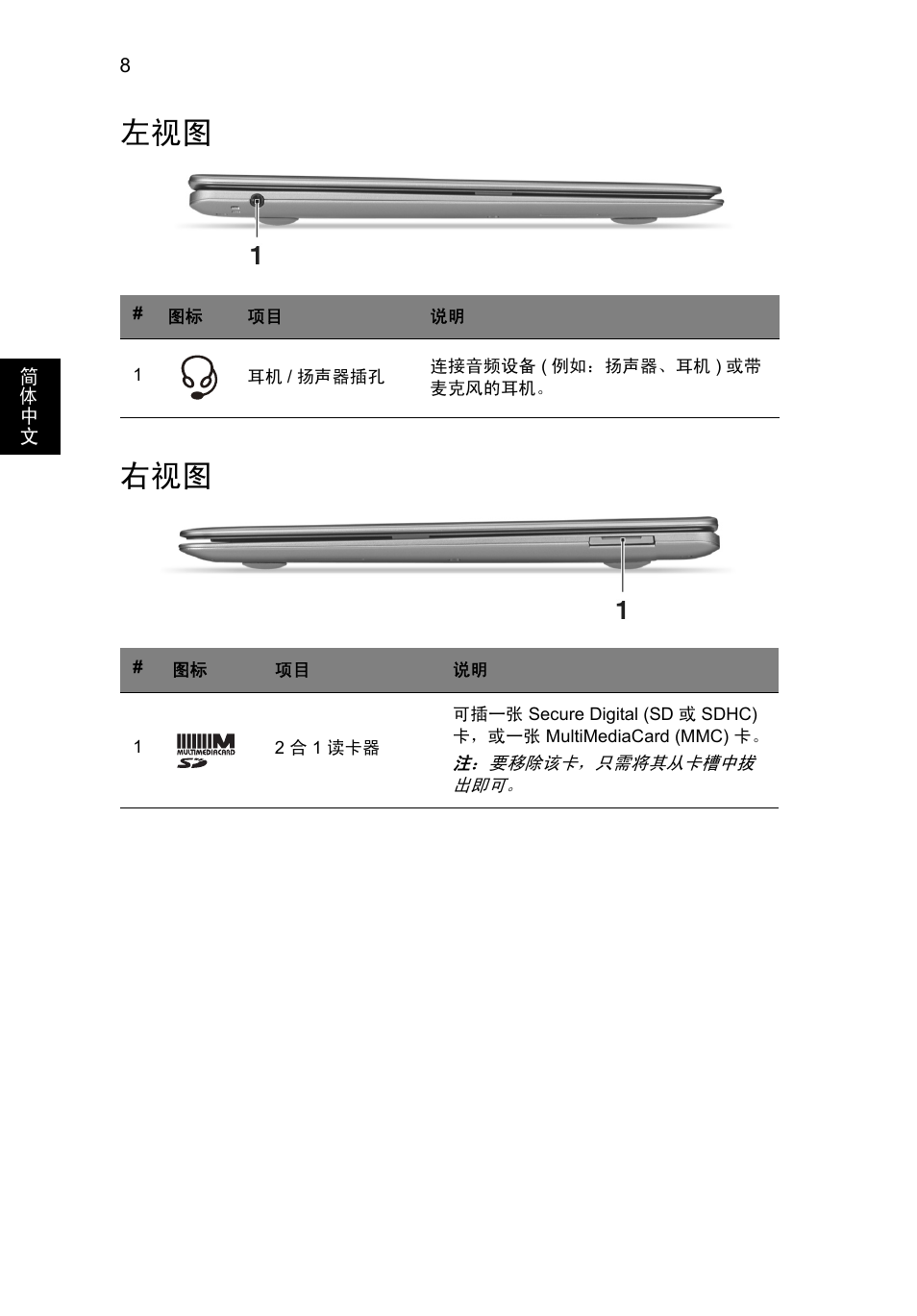 左视图 右视图 | Acer Aspire S3-391 User Manual | Page 338 / 366