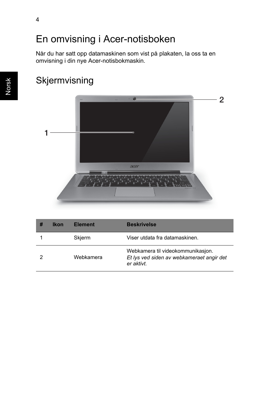 En omvisning i acer-notisboken, Skjermvisning | Acer Aspire S3-391 User Manual | Page 94 / 366