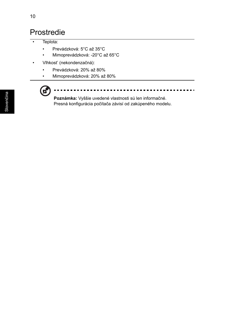 Prostredie | Acer Aspire 4625G User Manual | Page 180 / 336
