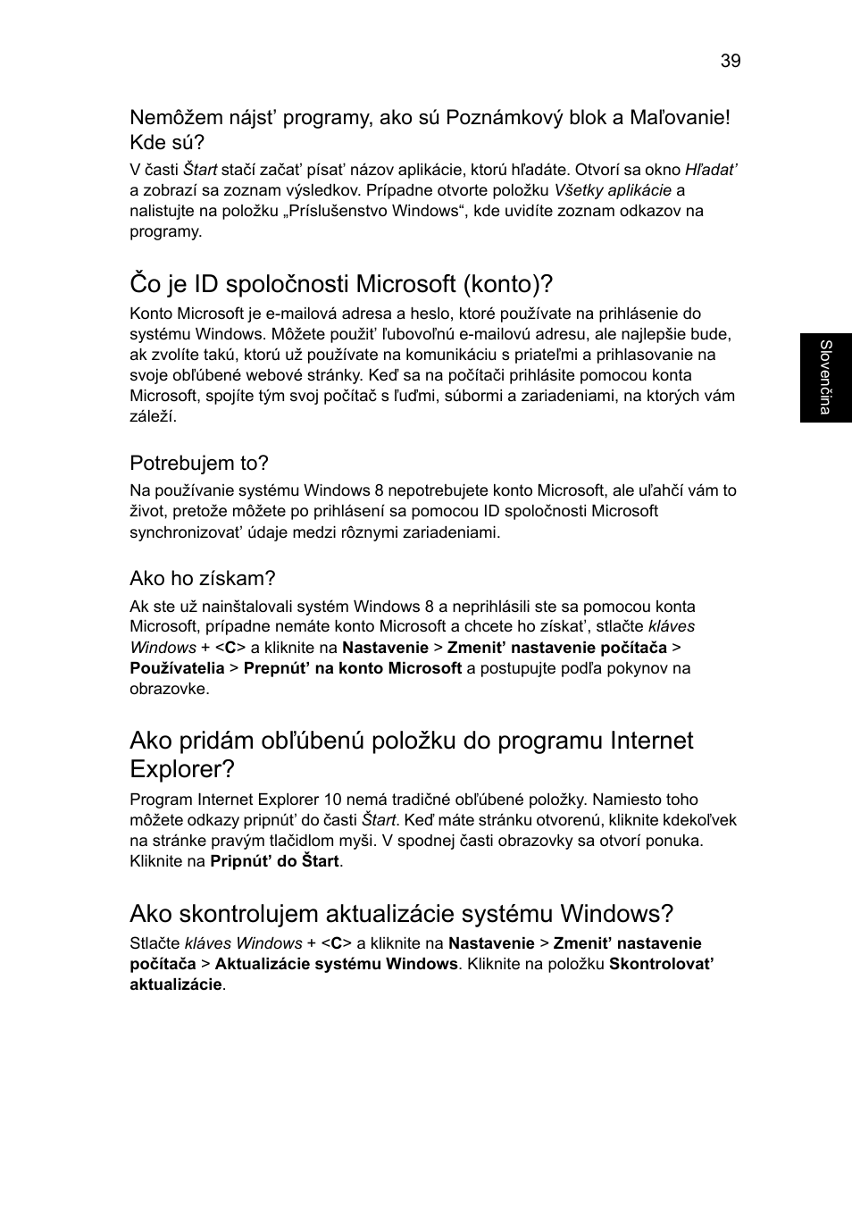 Čo je id spoločnosti microsoft (konto), Ako skontrolujem aktualizácie systému windows | Acer AO756 User Manual | Page 1051 / 1836