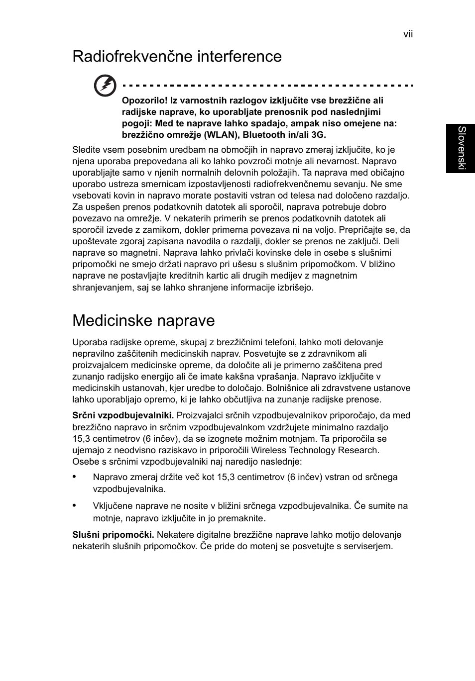 Radiofrekvenčne interference, Medicinske naprave | Acer AO756 User Manual | Page 1067 / 1836