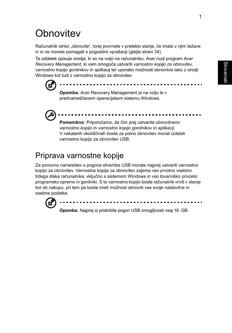 Obnovitev, Priprava varnostne kopije | Acer AO756 User Manual | Page 1079 / 1836