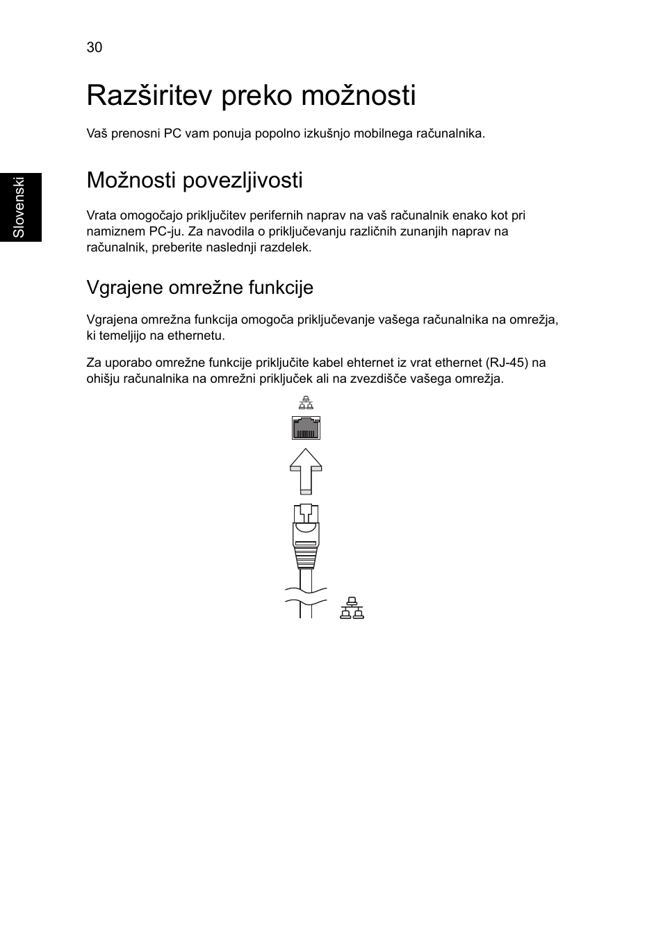 Razširitev preko možnosti, Možnosti povezljivosti, Vgrajene omrežne funkcije | Acer AO756 User Manual | Page 1108 / 1836