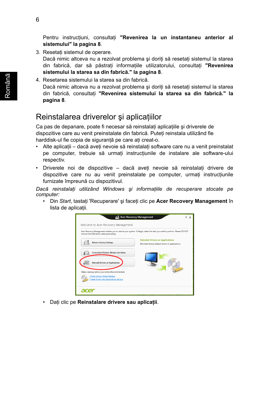 Reinstalarea driverelor şi aplicaţiilor | Acer AO756 User Manual | Page 1212 / 1836