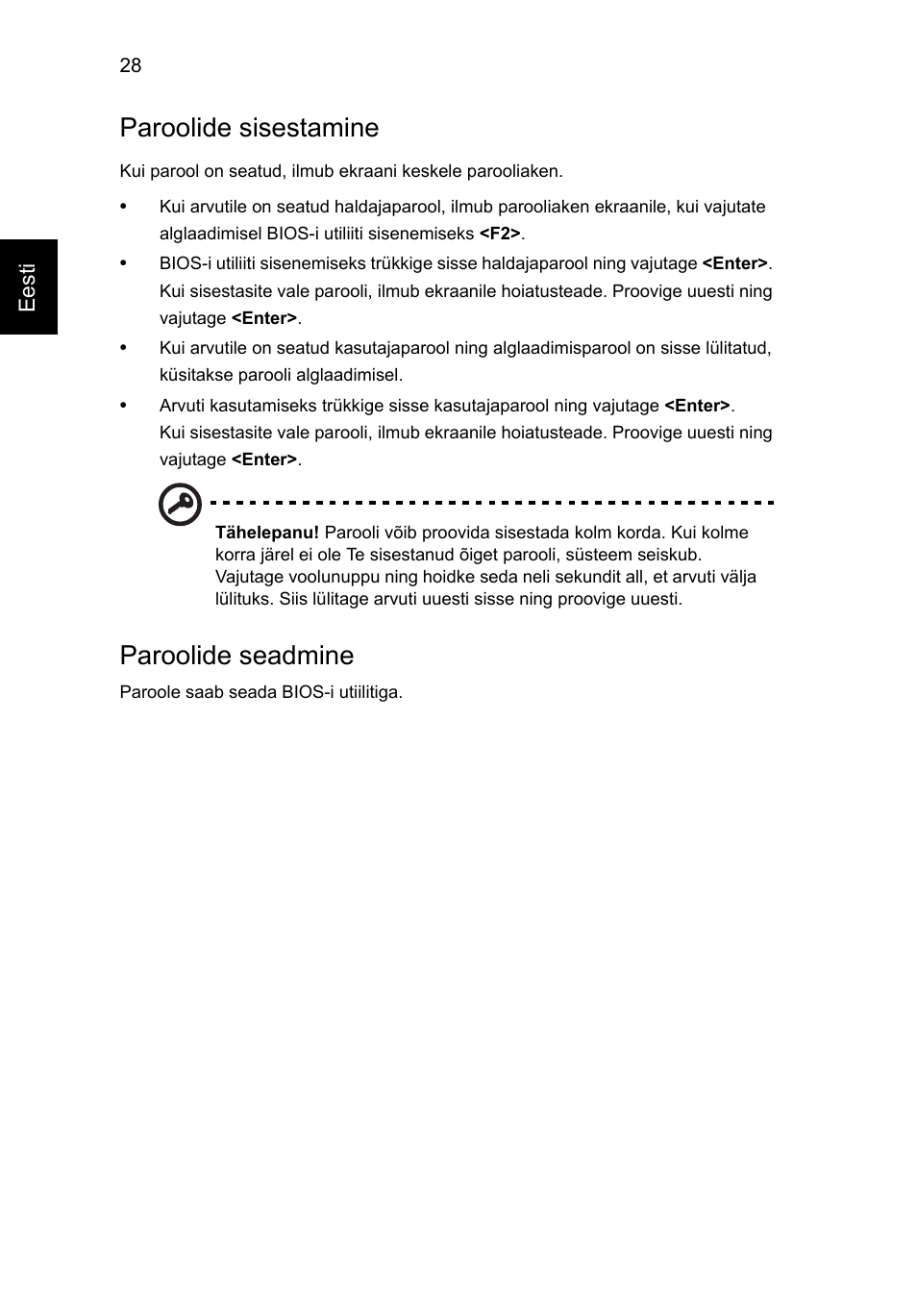 Paroolide sisestamine, Paroolide seadmine | Acer AO756 User Manual | Page 1366 / 1836