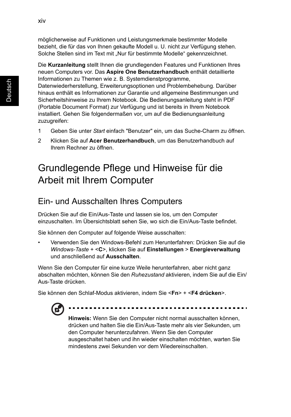 Ein- und ausschalten ihres computers | Acer AO756 User Manual | Page 146 / 1836