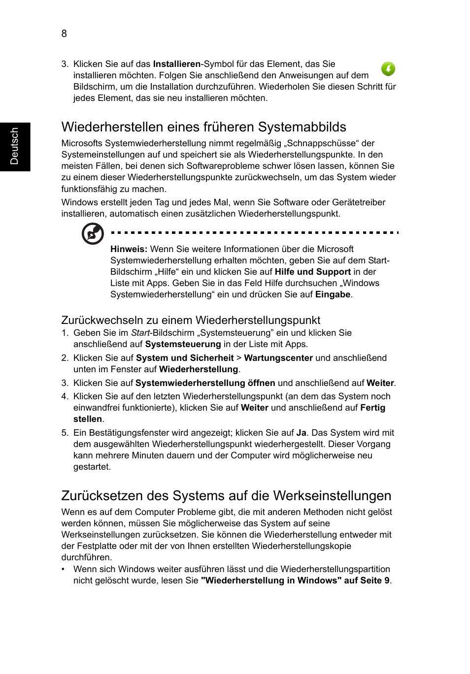 Wiederherstellen eines früheren systemabbilds | Acer AO756 User Manual | Page 160 / 1836