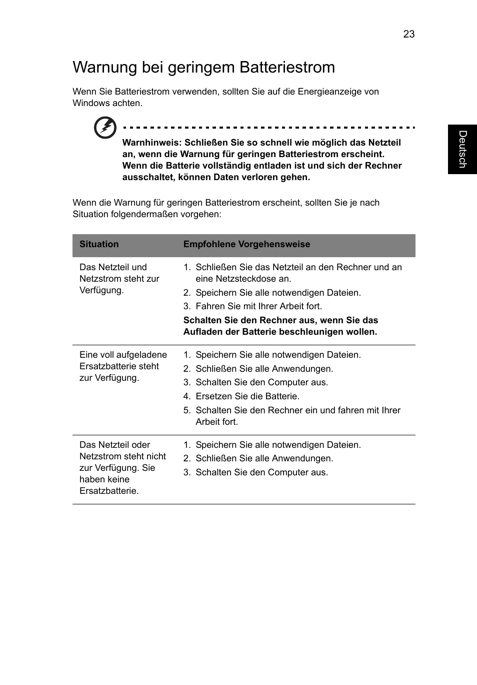 Warnung bei geringem batteriestrom | Acer AO756 User Manual | Page 175 / 1836