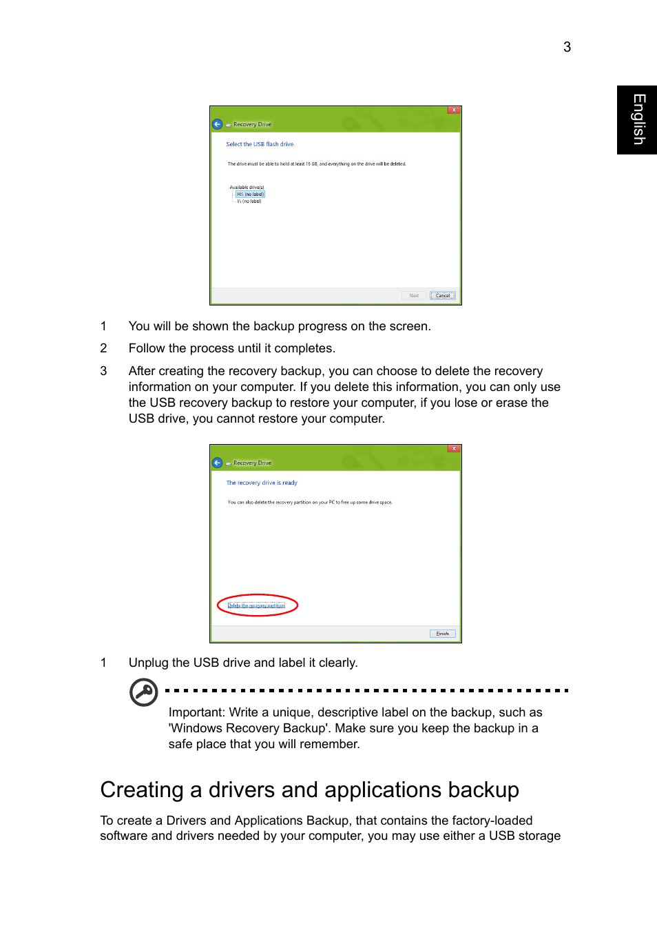 Creating a drivers and applications backup | Acer AO756 User Manual | Page 22 / 1836
