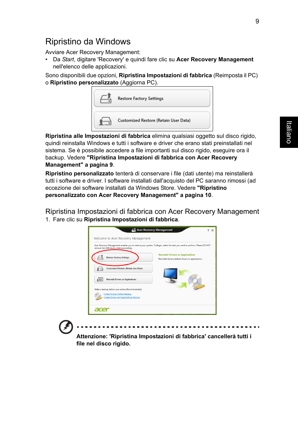 Ripristino da windows | Acer AO756 User Manual | Page 229 / 1836