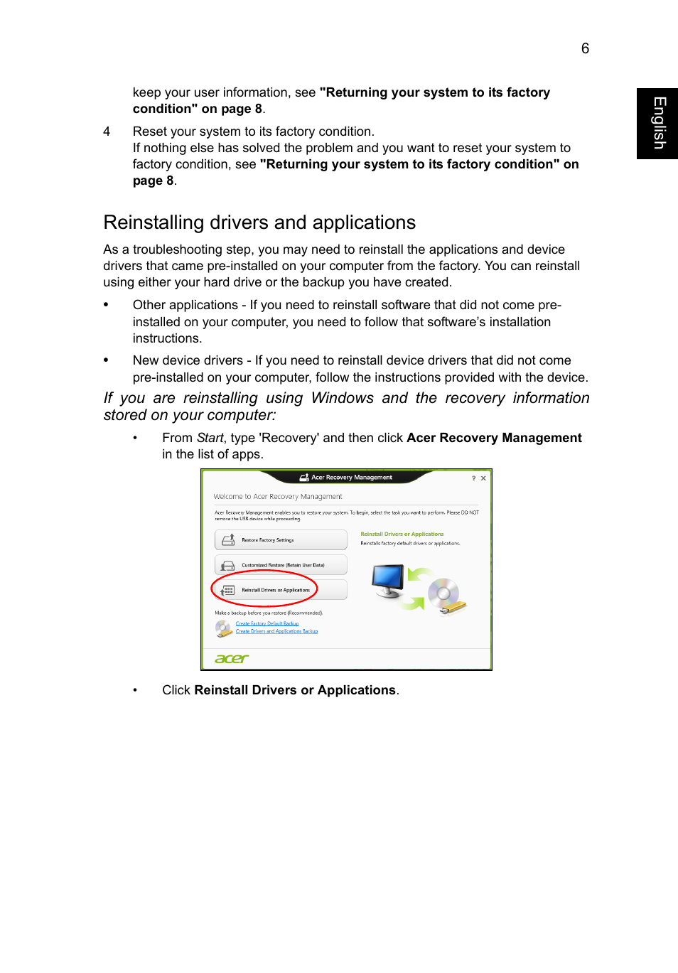Reinstalling drivers and applications | Acer AO756 User Manual | Page 25 / 1836