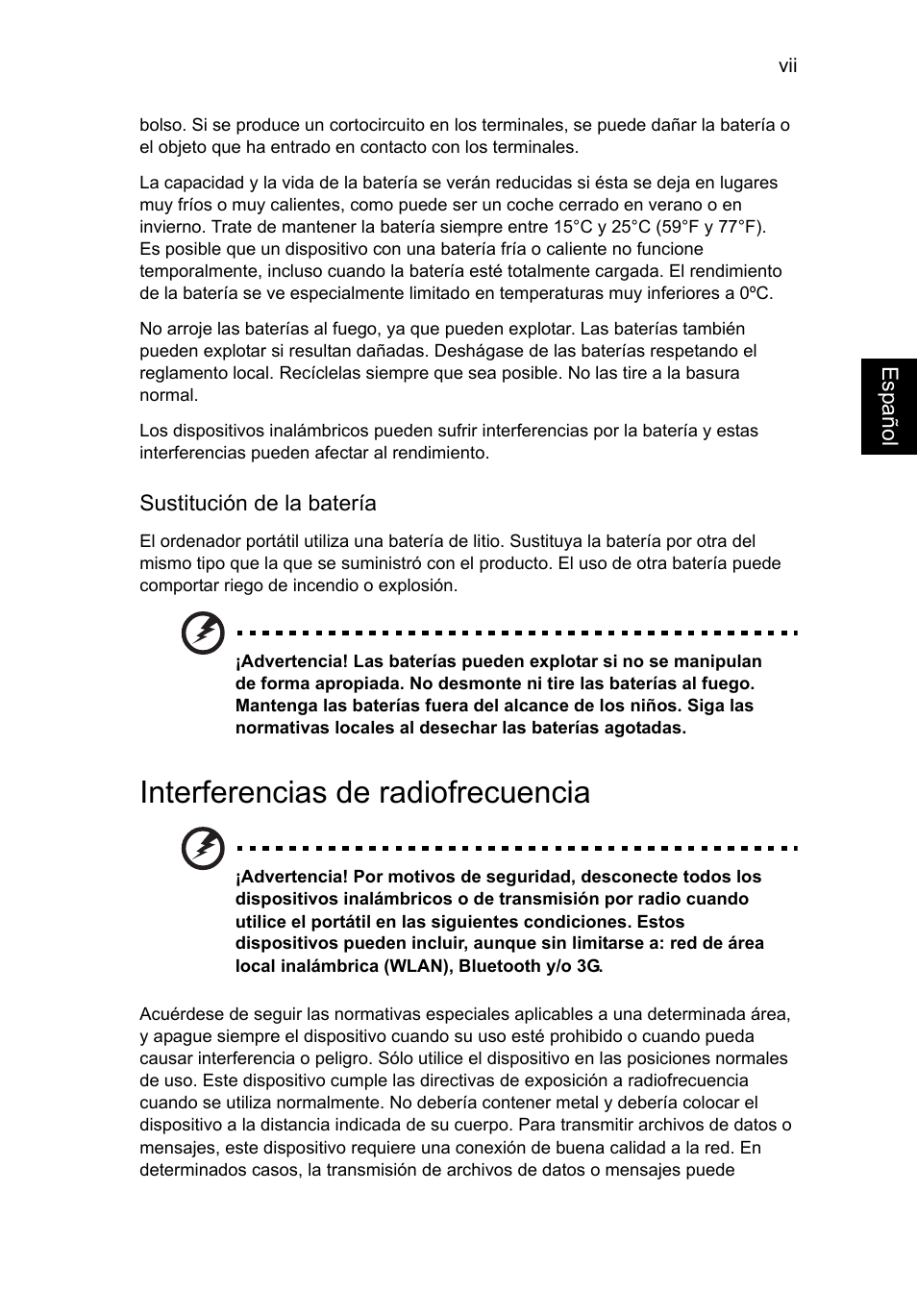 Interferencias de radiofrecuencia | Acer AO756 User Manual | Page 273 / 1836