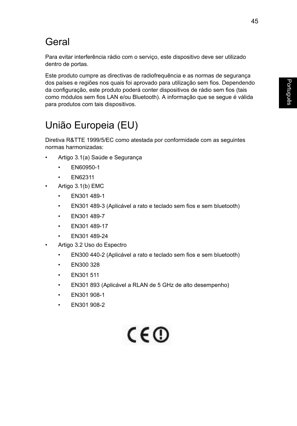 Geral, União europeia (eu) | Acer AO756 User Manual | Page 399 / 1836