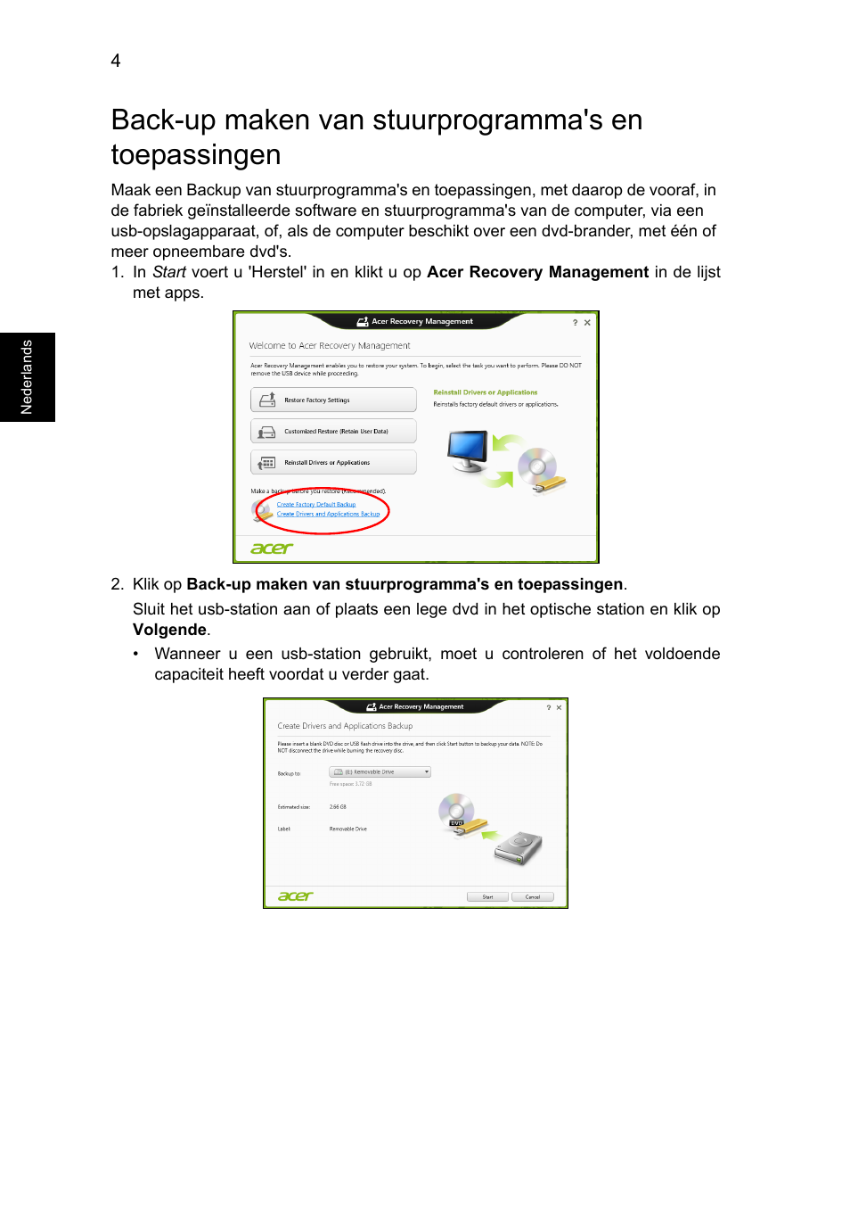 Back-up maken van stuurprogramma's en toepassingen | Acer AO756 User Manual | Page 426 / 1836