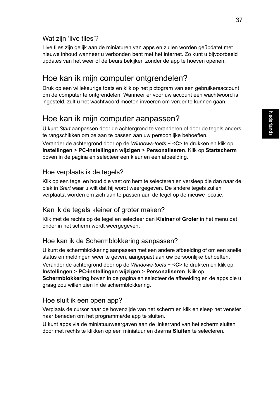 Hoe kan ik mijn computer ontgrendelen, Hoe kan ik mijn computer aanpassen | Acer AO756 User Manual | Page 459 / 1836