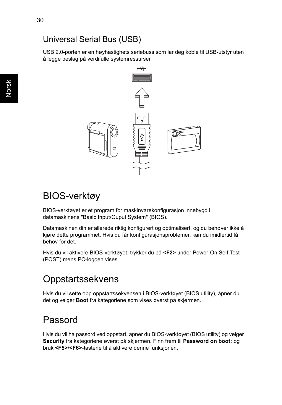 Bios-verktøy, Universal serial bus (usb), Oppstartssekvens | Passord | Acer AO756 User Manual | Page 516 / 1836