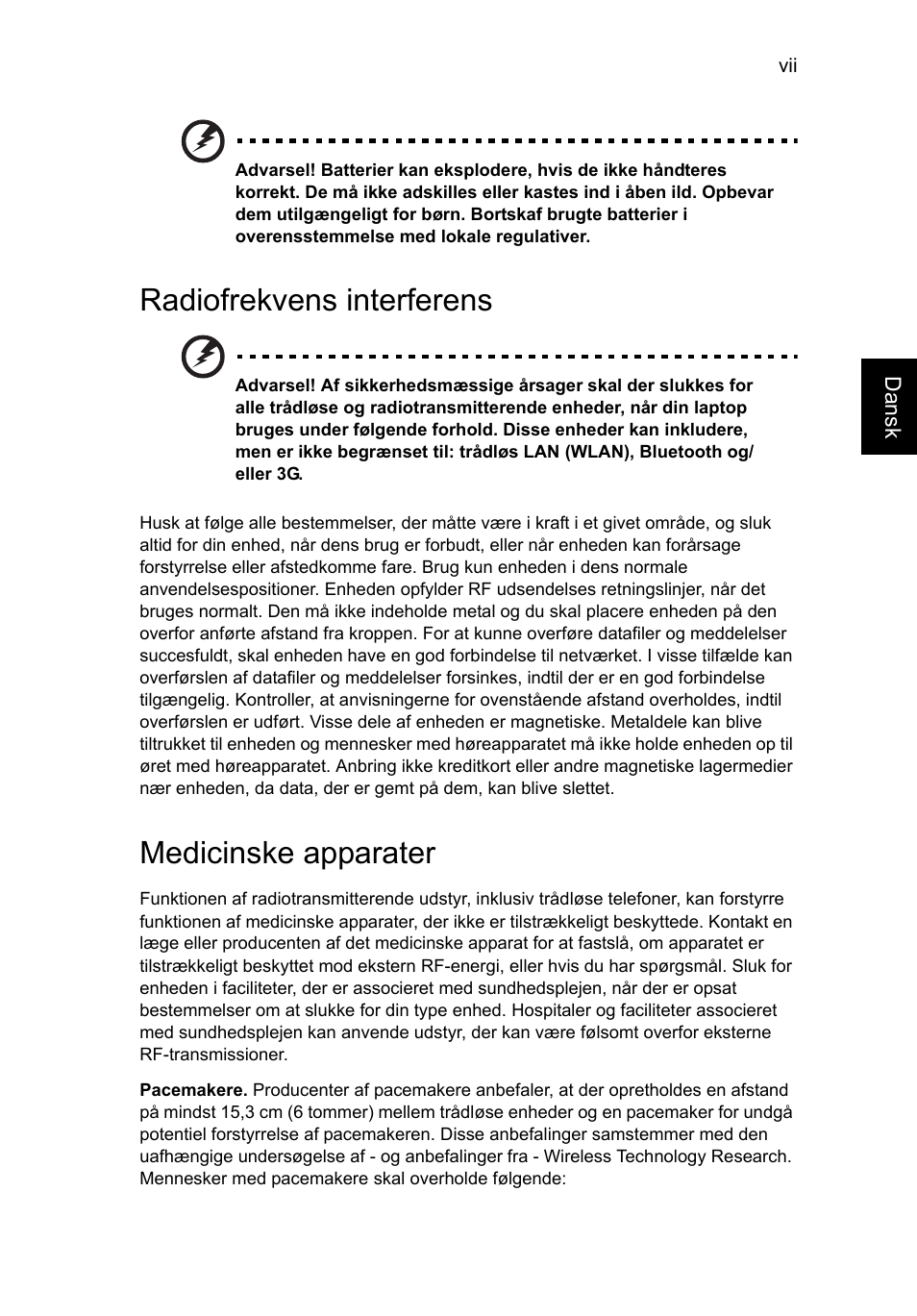 Radiofrekvens interferens, Medicinske apparater | Acer AO756 User Manual | Page 537 / 1836