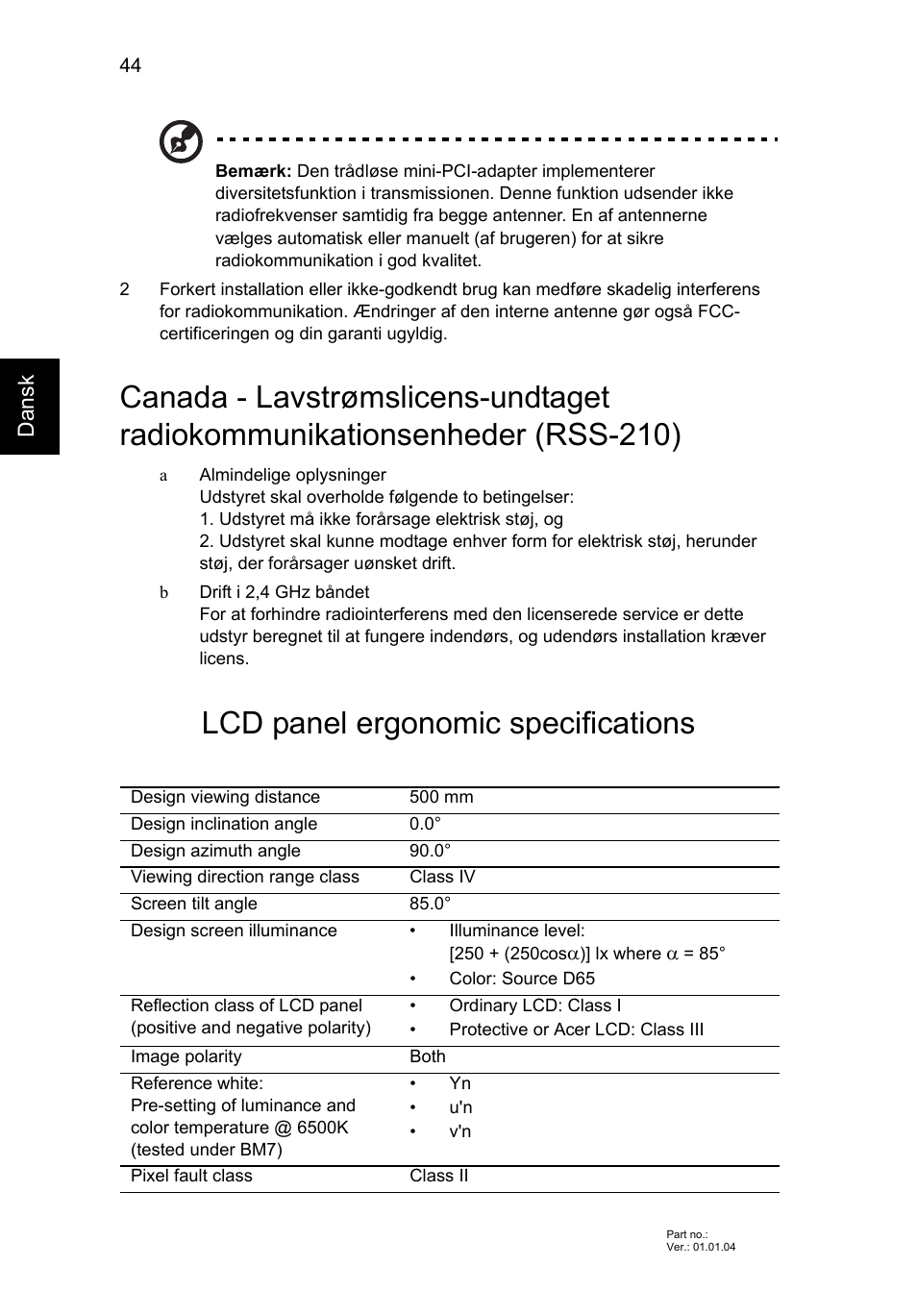 Lcd panel ergonomic specifications | Acer AO756 User Manual | Page 592 / 1836