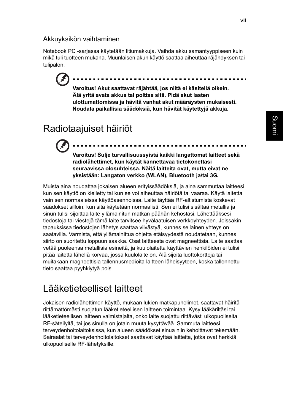 Radiotaajuiset häiriöt, Lääketieteelliset laitteet | Acer AO756 User Manual | Page 663 / 1836