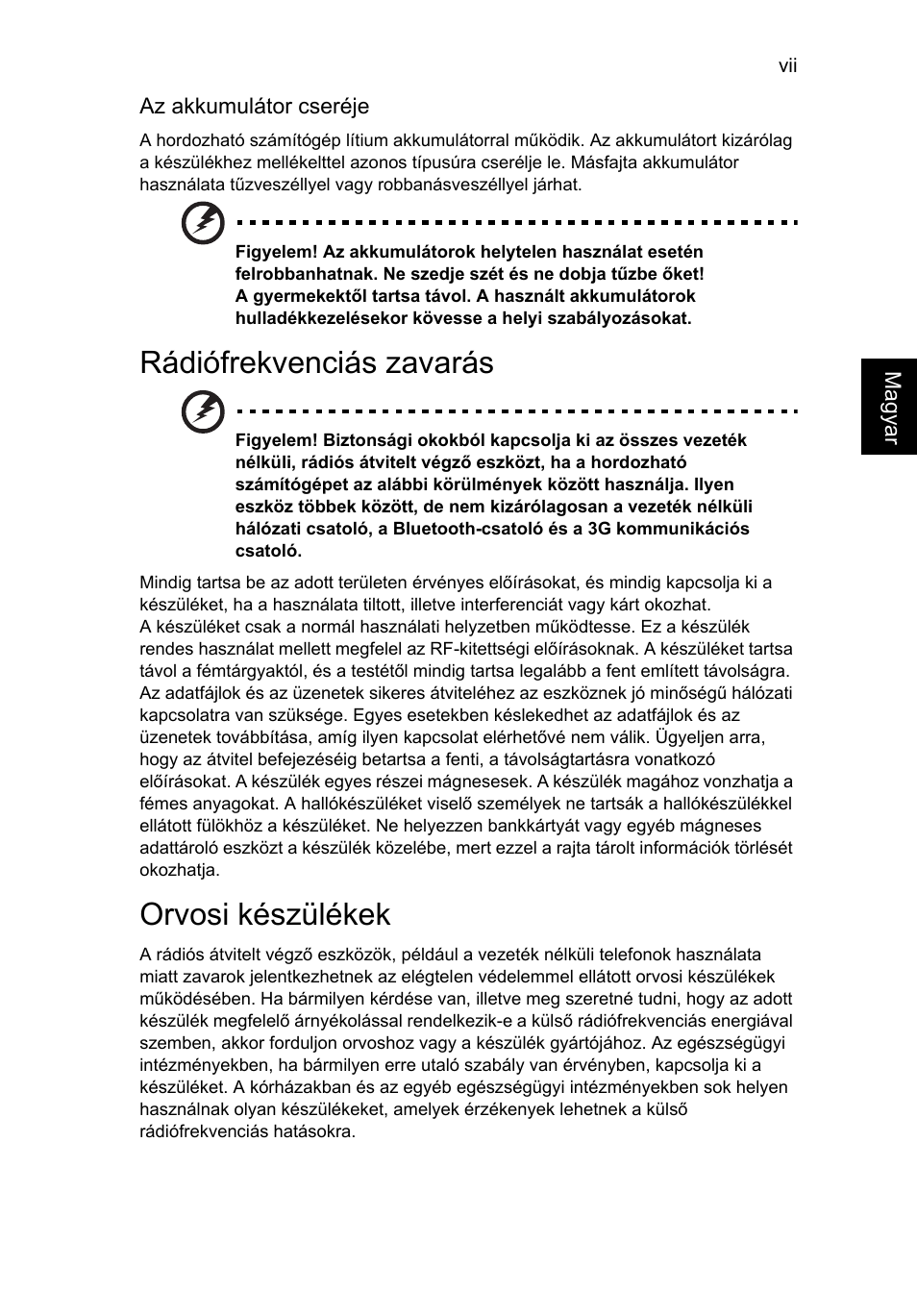 Rádiófrekvenciás zavarás, Orvosi készülékek | Acer AO756 User Manual | Page 867 / 1836