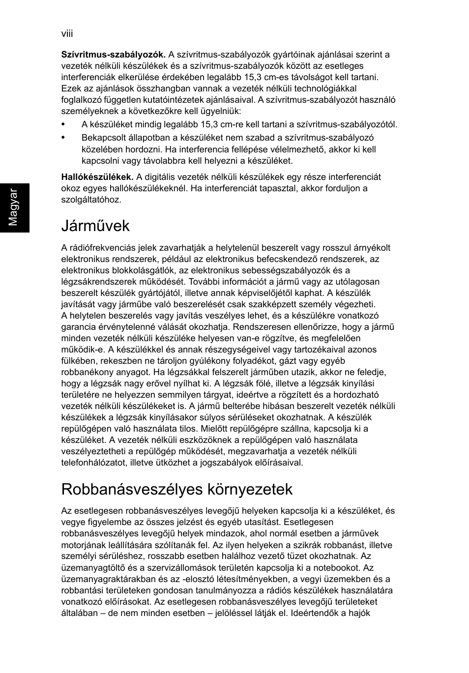 Járművek, Robbanásveszélyes környezetek | Acer AO756 User Manual | Page 868 / 1836