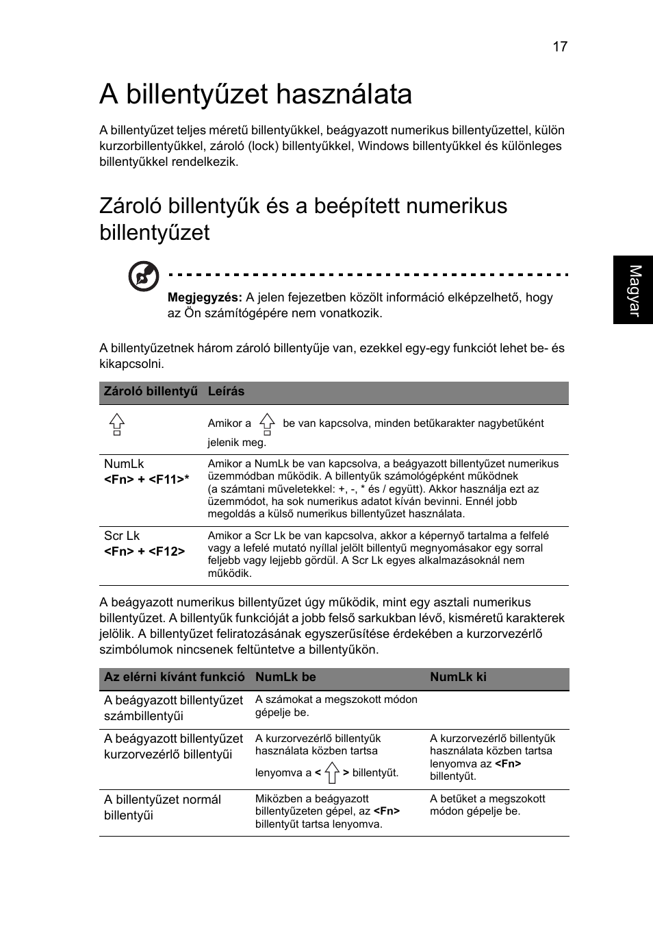 A billentyűzet használata | Acer AO756 User Manual | Page 897 / 1836