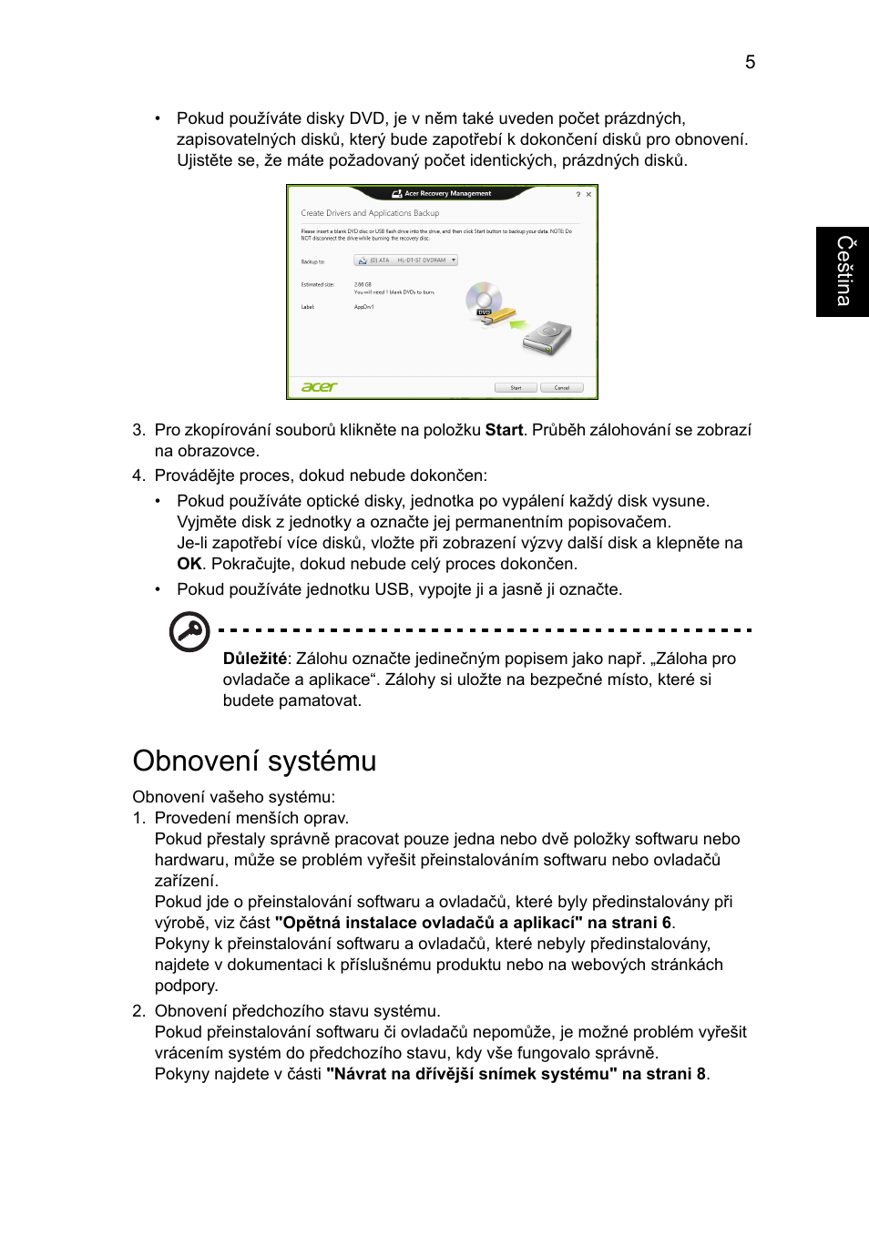 Obnovení systému | Acer AO756 User Manual | Page 953 / 1836