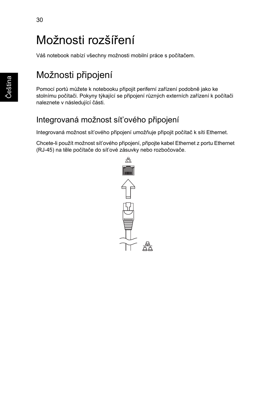 Možnosti rozšíření, Možnosti připojení, Integrovaná možnost sít’ového připojení | Acer AO756 User Manual | Page 978 / 1836