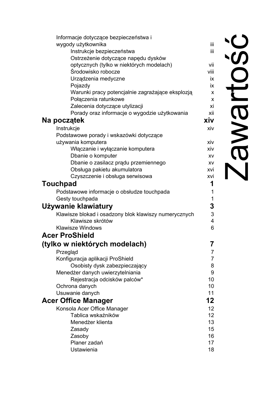 Zawartość, Zawarto ść | Acer TravelMate P653-V User Manual | Page 1127 / 2742