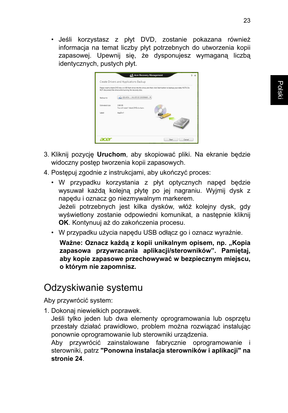 Odzyskiwanie systemu | Acer TravelMate P653-V User Manual | Page 1153 / 2742