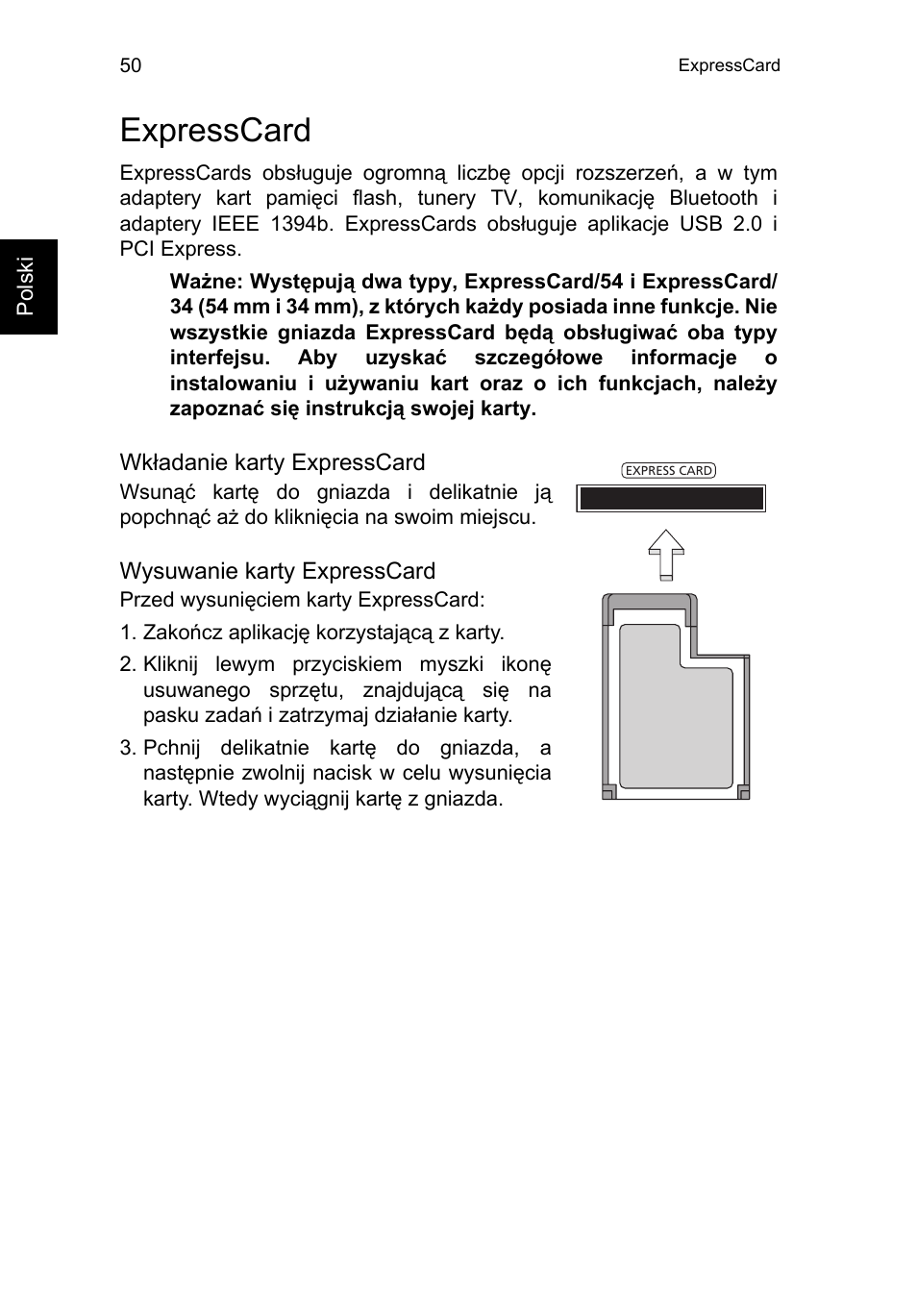 Expresscard, Expresscard 50 | Acer TravelMate P653-V User Manual | Page 1180 / 2742