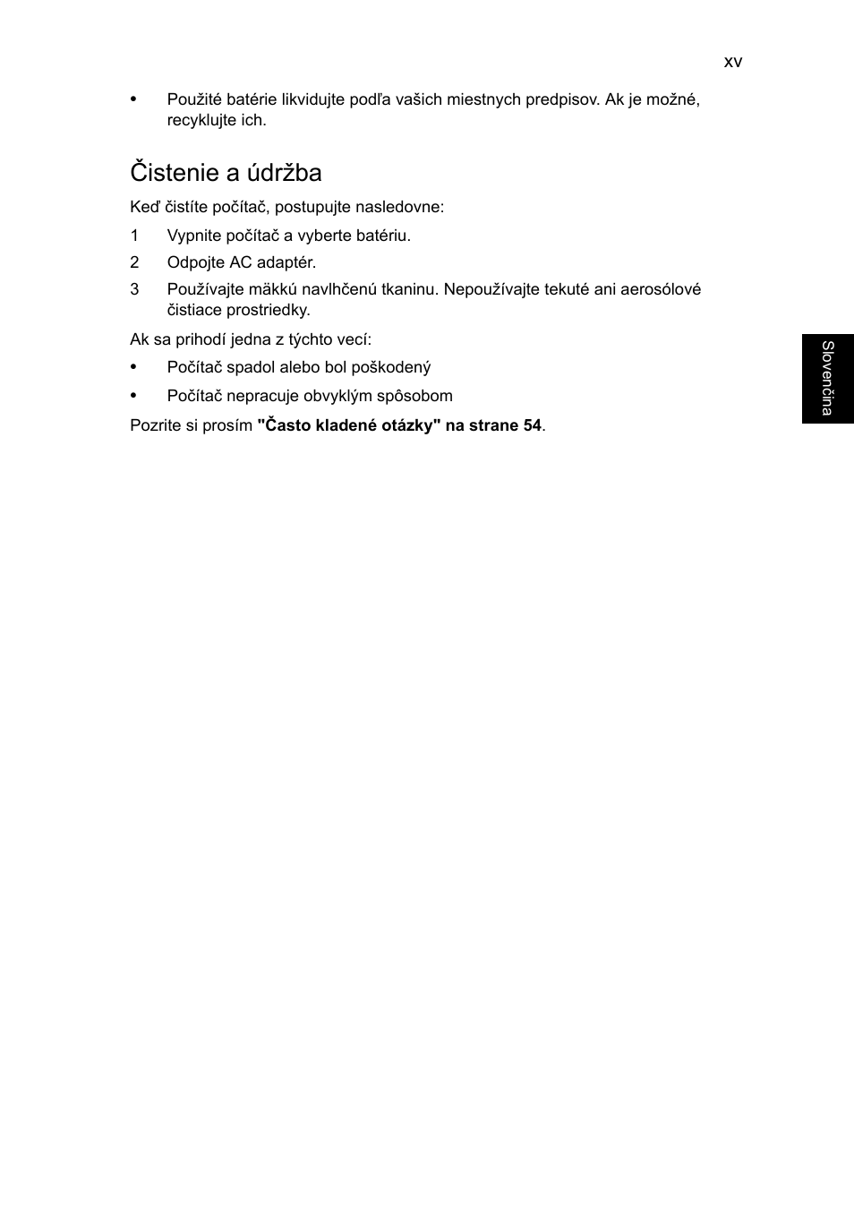 Čistenie a údržba | Acer TravelMate P653-V User Manual | Page 1403 / 2742