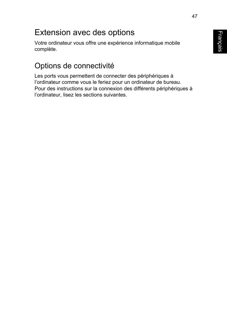 Extension avec des options, Options de connectivité | Acer TravelMate P653-V User Manual | Page 155 / 2742