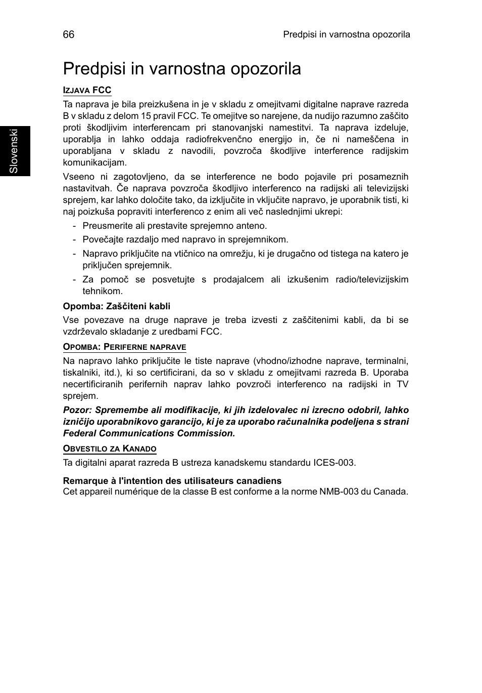 Predpisi in varnostna opozorila | Acer TravelMate P653-V User Manual | Page 1564 / 2742