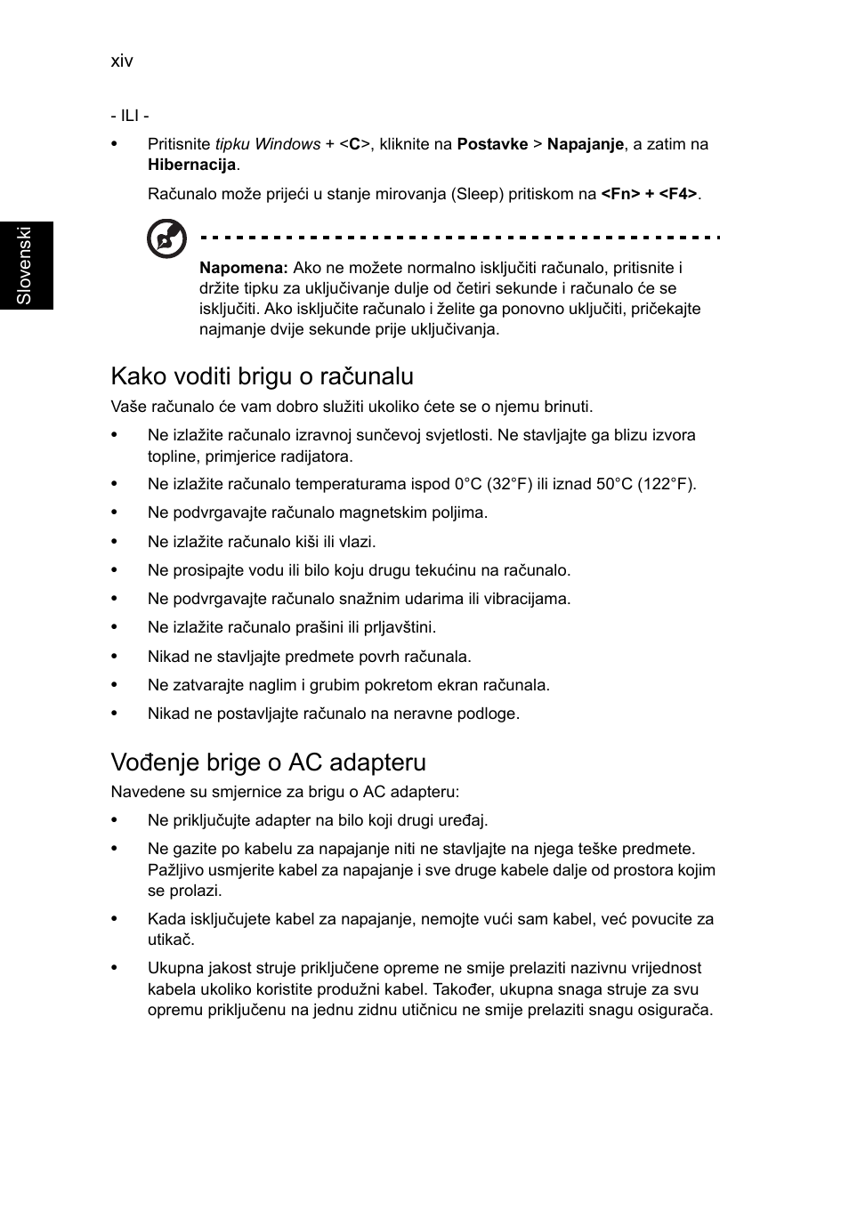 Kako voditi brigu o računalu, Vođenje brige o ac adapteru | Acer TravelMate P653-V User Manual | Page 1584 / 2742
